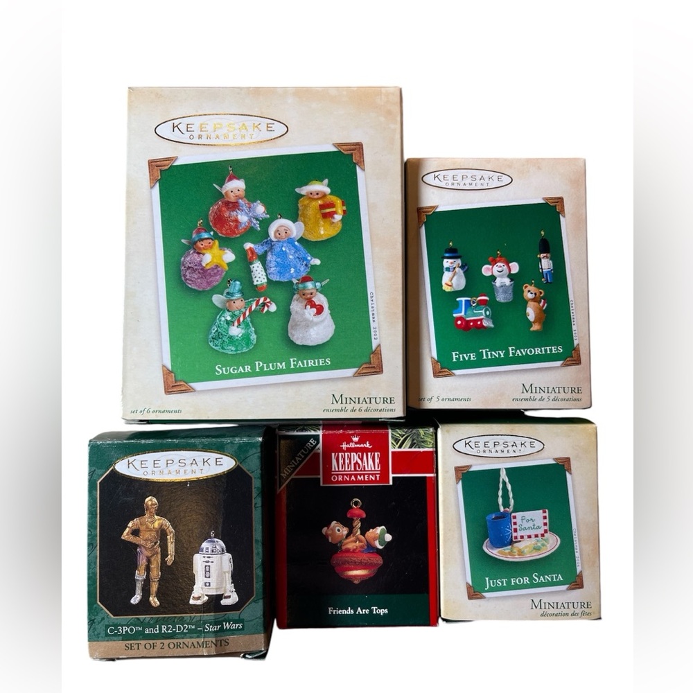 Vintage hallmark keepsake miniature ornament set sugarplum fairy Star Wars